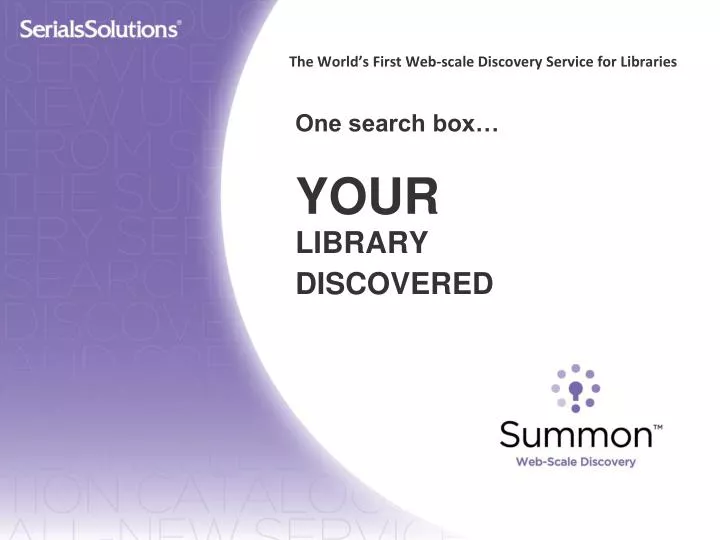 one search box your library discovered