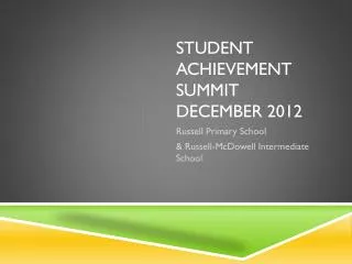Student Achievement Summit December 2012