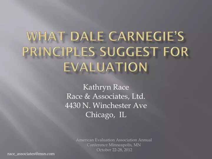 what dale carnegie s principles suggest for evaluation