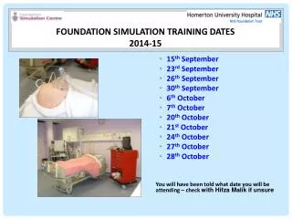 Foundation SIMULATION TRAINING DATES 2014-15