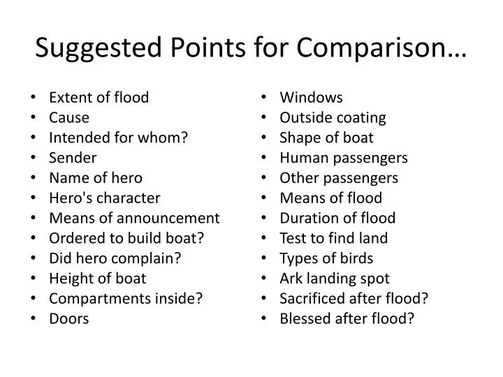 suggested points for comparison