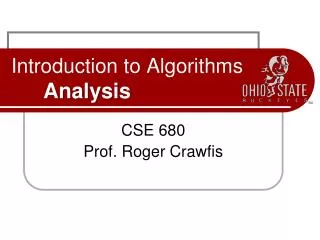 Introduction to Algorithms Analysis