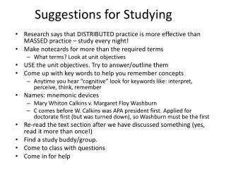 Suggestions for Studying