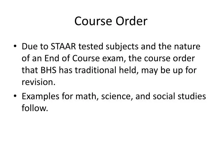 course order