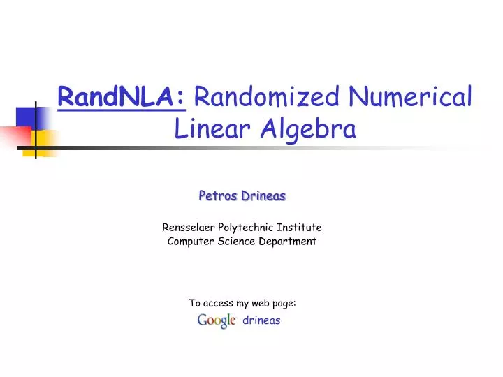 randnla randomized numerical linear algebra