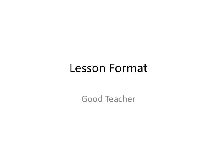 lesson format