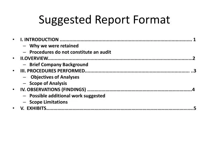 suggested report format