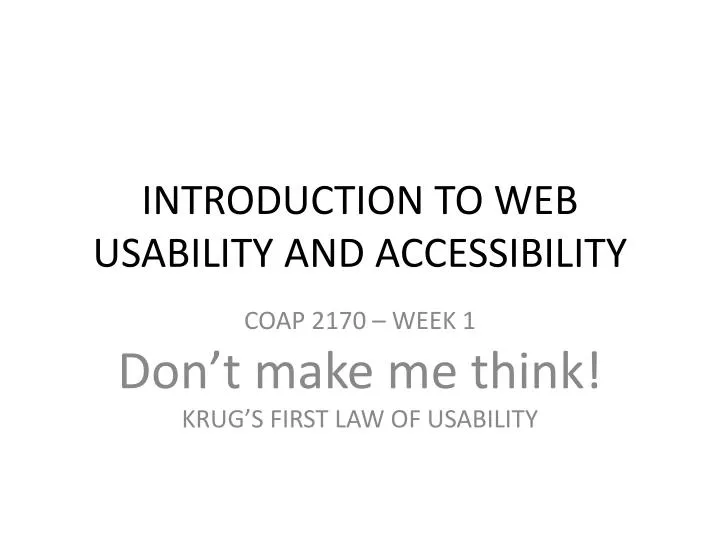 introduction to web usability and accessibility