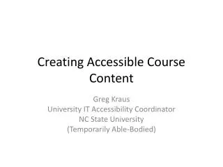 Creating Accessible Course Content