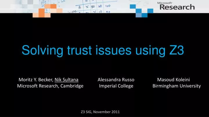 solving trust issues using z3