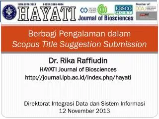 Berbagi P engalaman dalam Scopus Title Suggestion Submission