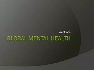Global mental health