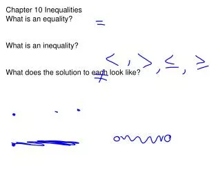 Chapter 10 Inequalities What is an equality? What is an inequality?