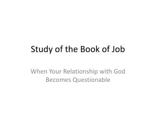 study of the book of job