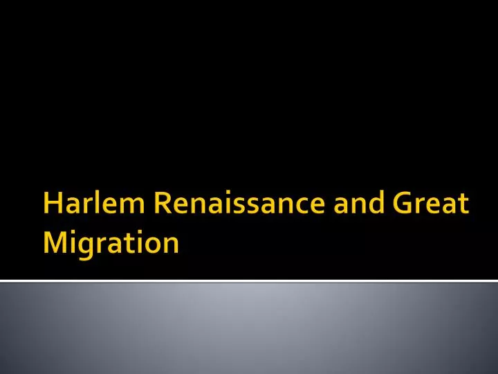 harlem renaissance and great migration