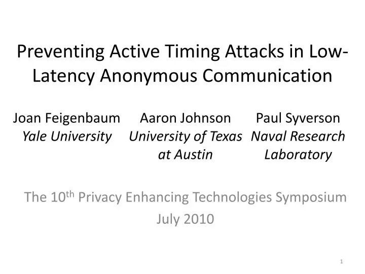 preventing active timing attacks in low latency anonymous communication