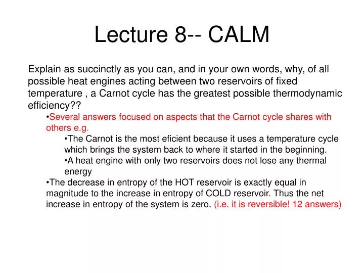 lecture 8 calm