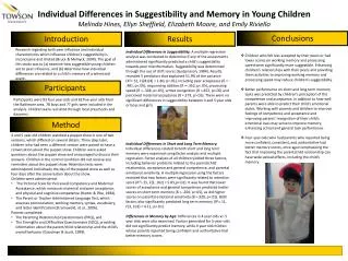 Individual Differences in Suggestibility and Memory in Young Children