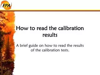 How to read the calibration results