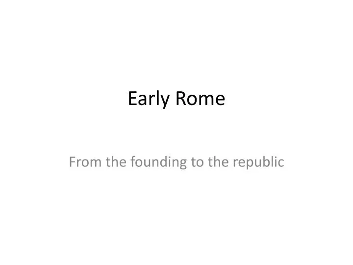 early rome