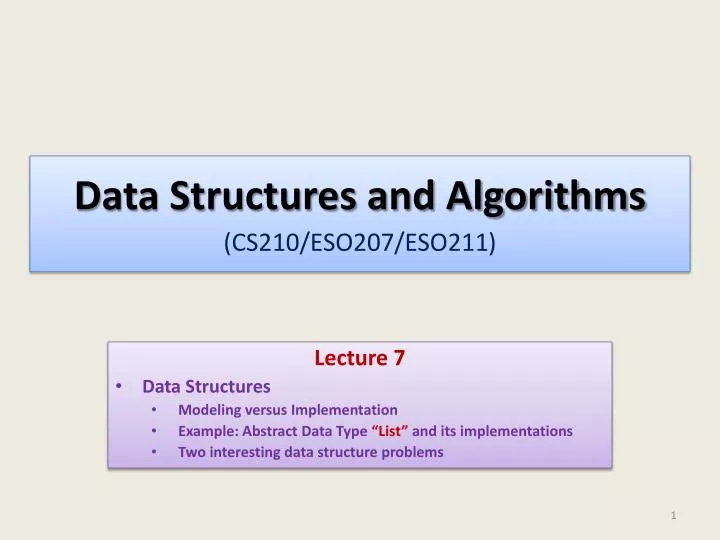 data structures and algorithms cs210 eso207 eso211