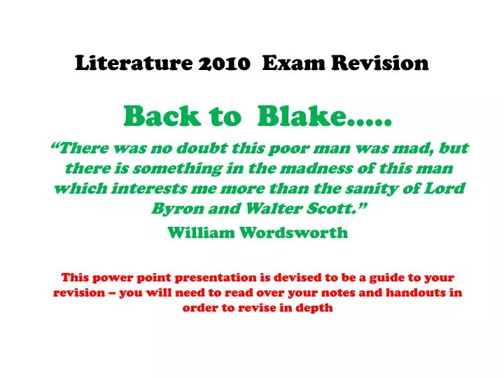 literature 2010 exam revision