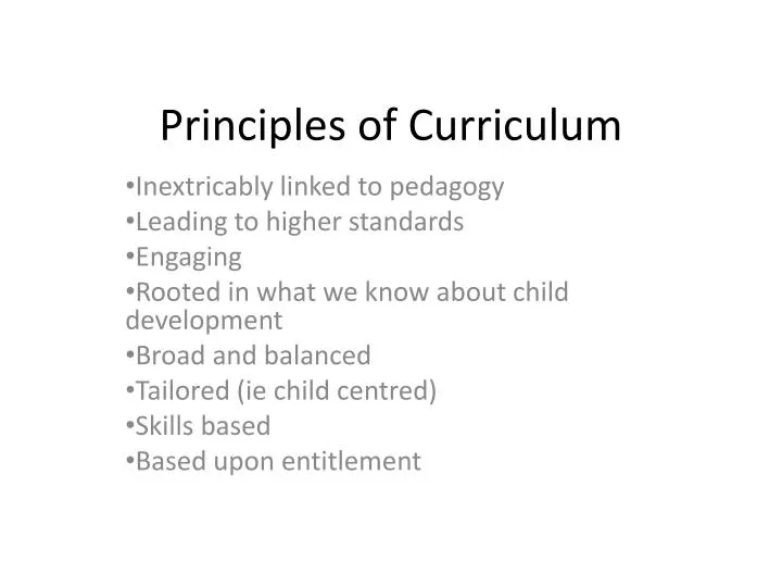 principles of curriculum