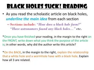 Black holes suck! reading