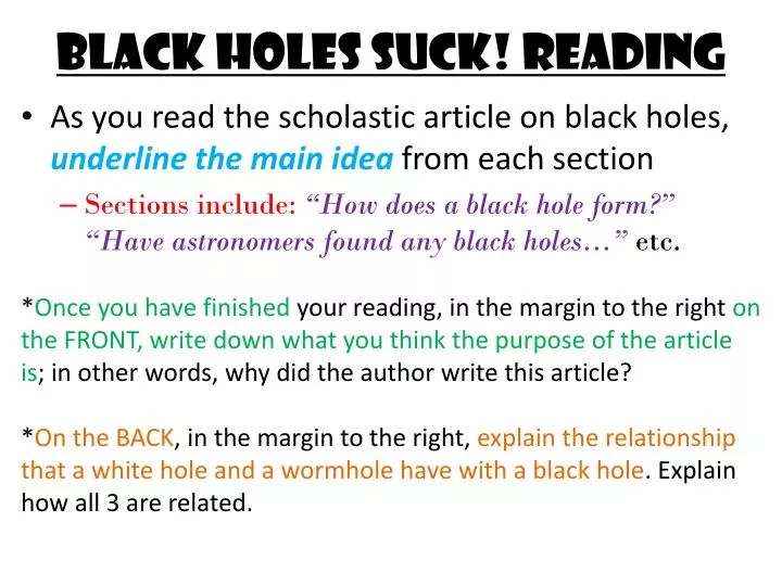 PPT - Black holes suck! reading PowerPoint Presentation, free