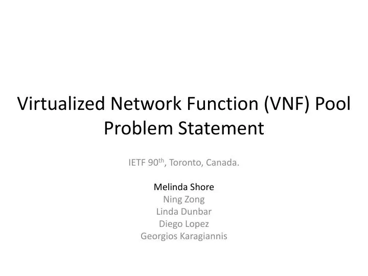 virtualized network function vnf pool problem statement