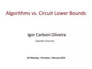 Algorithms vs. Circuit Lower Bounds