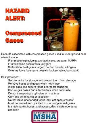 HAZARD ALERT: Compressed Gases