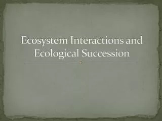 Ecosystem Interactions and Ecological Succession