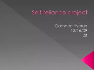 Self-reliance project