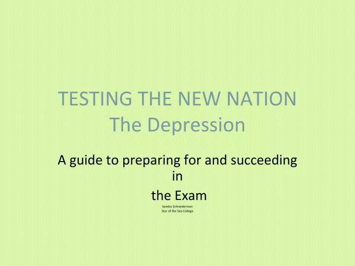 testing the new nation the depression