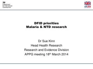 DFID priorities Malaria &amp; NTD research