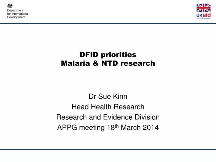 dfid priorities malaria ntd research