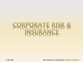 Corporate Risk &amp; Insurance