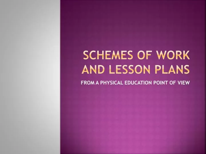 schemes of work and lesson plans