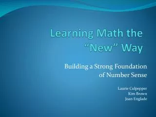 Learning Math the “New” Way