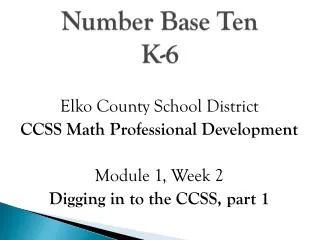 Number Base Ten K-6