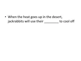 When the heat goes up in the desert, jackrabbits will use their ________ to cool off