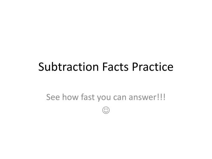subtraction facts practice