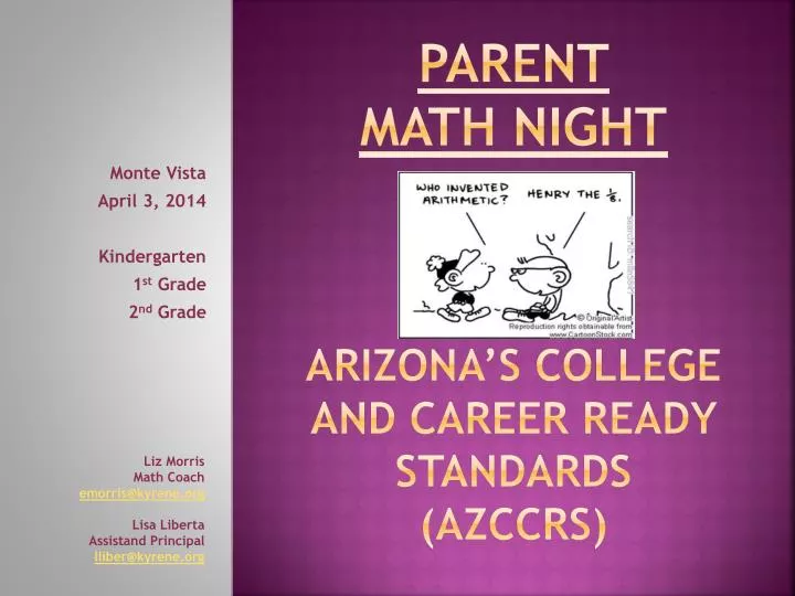 parent math night arizona s college and career ready standards azccrs