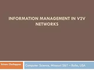 Information management in V2V networks