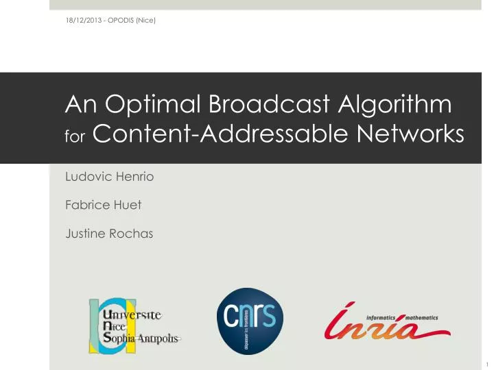 an optimal broadcast algorithm for content addressable networks