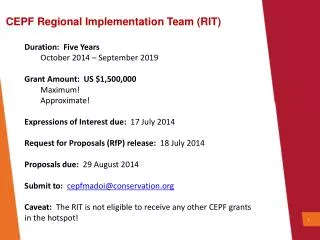 CEPF Regional Implementation Team (RIT)