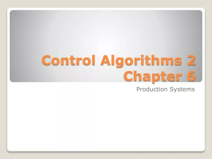 control algorithms 2 chapter 6