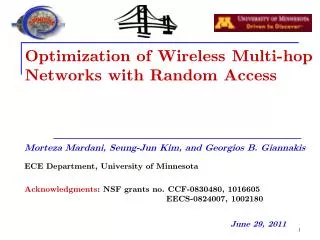 Optimization of Wireless Multi-hop Networks with Random Access
