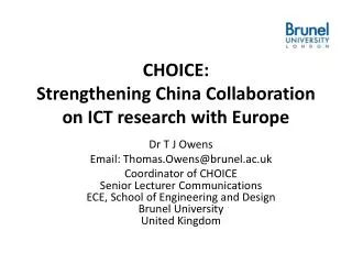 CHOICE: Strengthening China Collaboration on ICT research with Europe